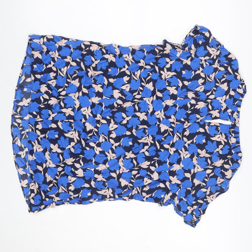 Boden Women Blue Floral Viscose Flutter Sleeve Keyhole Blouse UK 10
