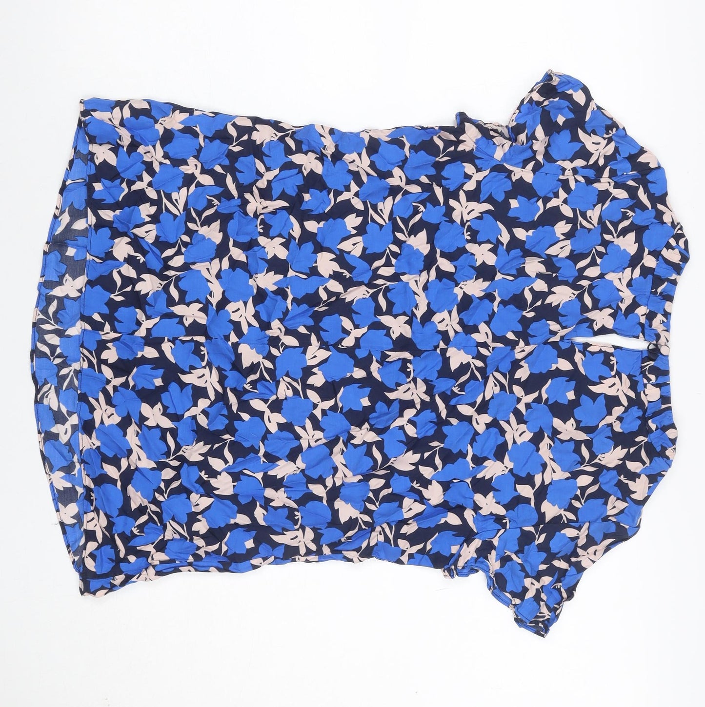 Boden Women Blue Floral Viscose Flutter Sleeve Keyhole Blouse UK 10