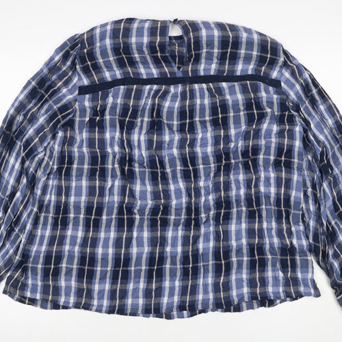Marks & Spencer Women Blue Check Viscose Long Sleeve Blouse UK 16