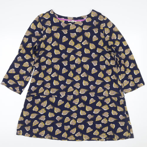 White Stuff Women’s Blue Floral A-Line Dress UK 16 3/4 Sleeve