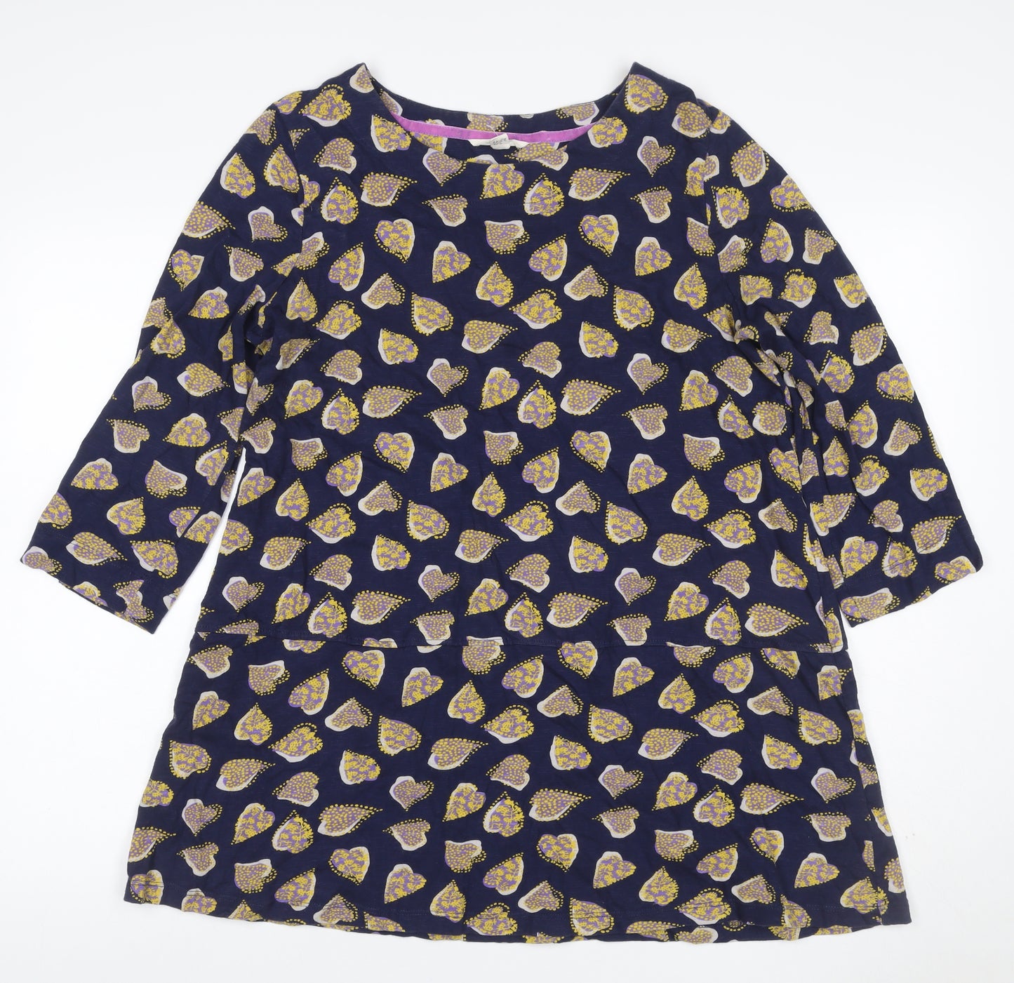 White Stuff Women’s Blue Floral A-Line Dress UK 16 3/4 Sleeve