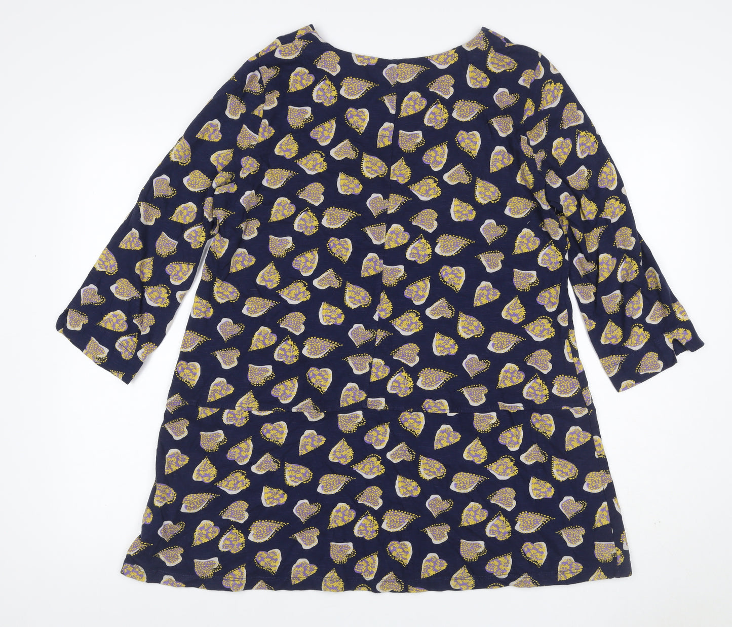 White Stuff Women’s Blue Floral A-Line Dress UK 16 3/4 Sleeve