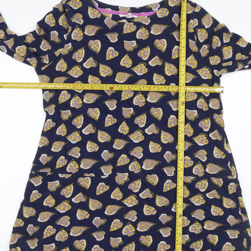 White Stuff Women’s Blue Floral A-Line Dress UK 16 3/4 Sleeve