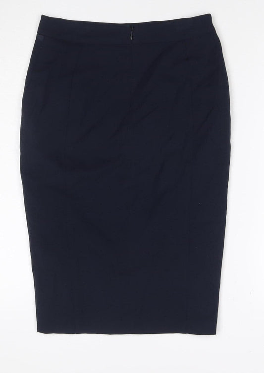 Marks and Spencer Women Navy UK 8 Pencil Knee Length Work Skirt
