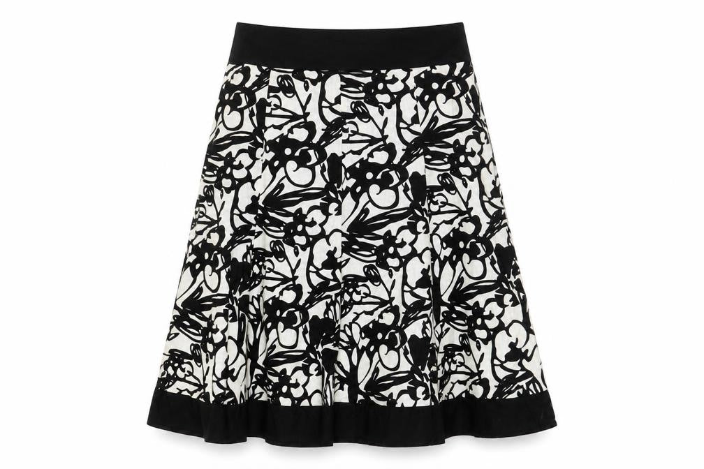 Style by EWM Women’s Black Ivory Floral Skater Skirt UK 14