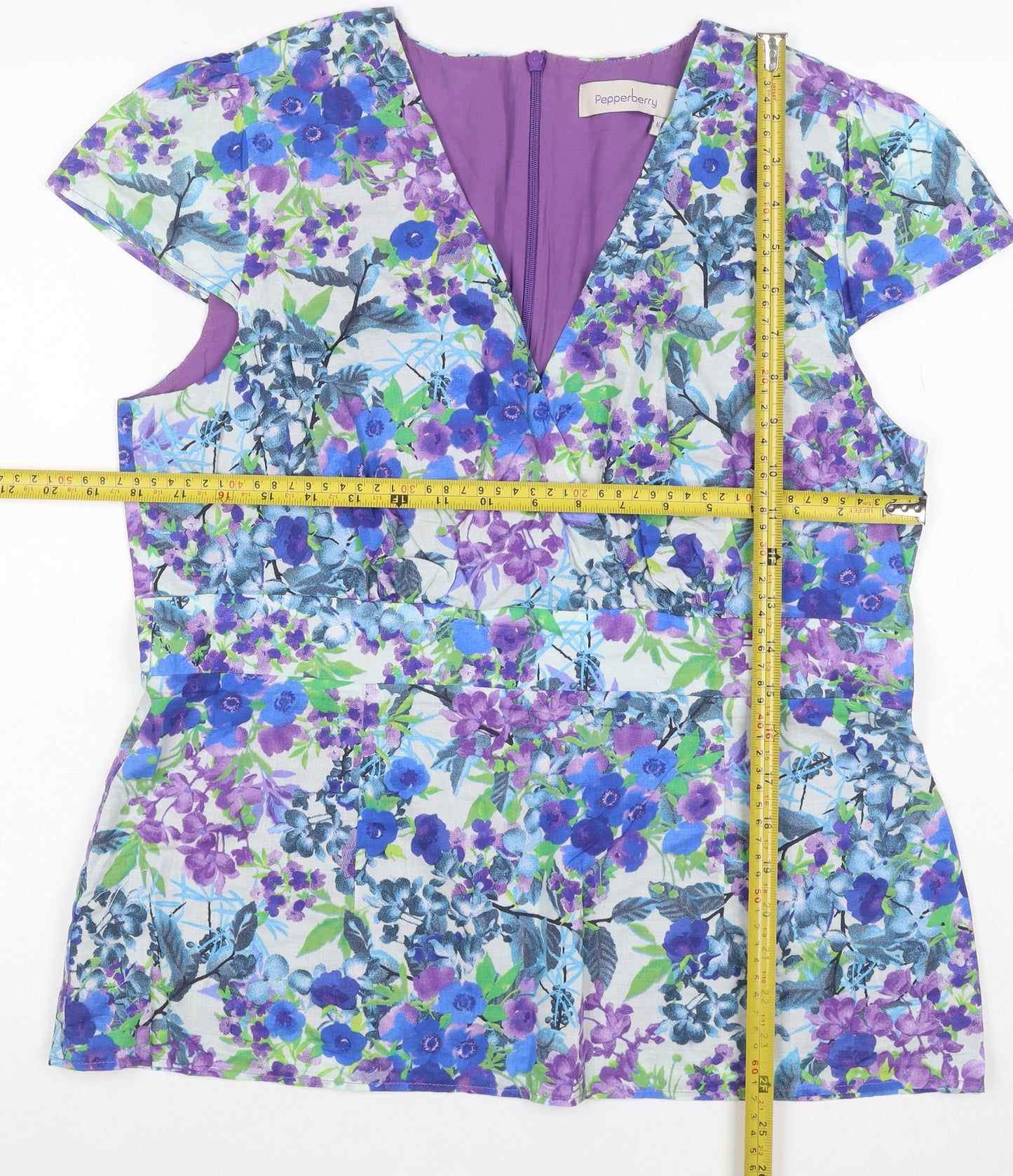 Pepperberry Women’s Multicoloured Floral Cotton V-Neck Blouse Size 18