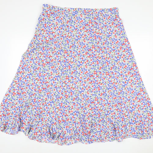 Damart Women Multicoloured UK 16 Floral Flare Midi Skirt