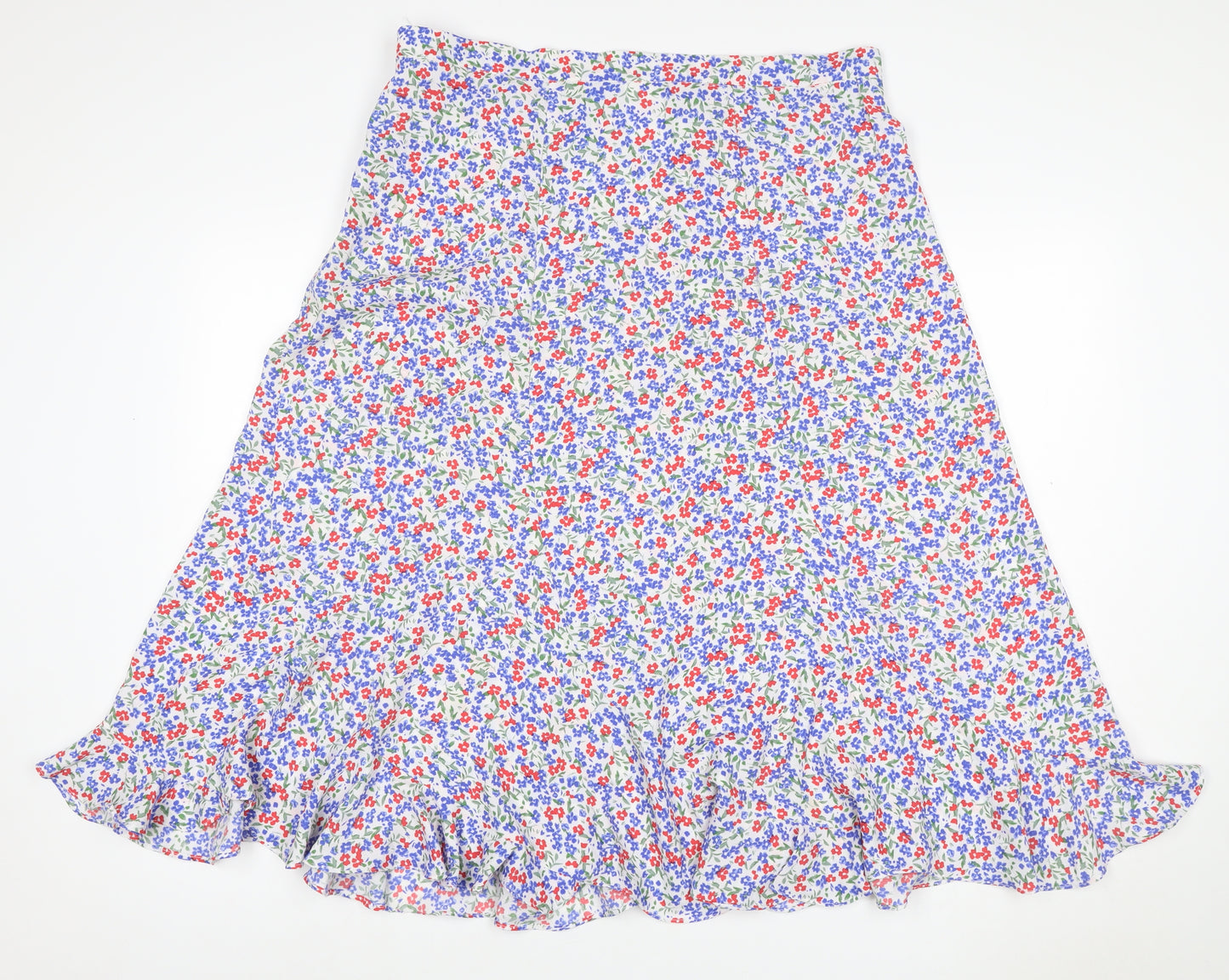 Damart Women Multicoloured UK 16 Floral Flare Midi Skirt