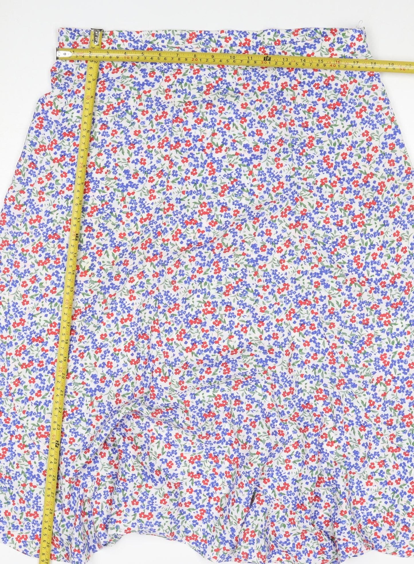 Damart Women Multicoloured UK 16 Floral Flare Midi Skirt