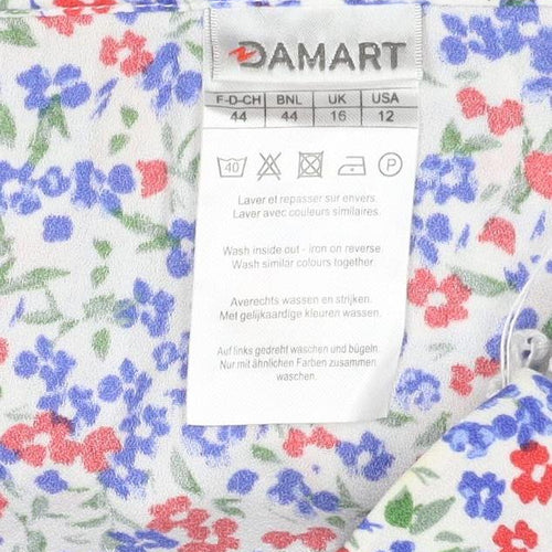 Damart Women Multicoloured UK 16 Floral Flare Midi Skirt