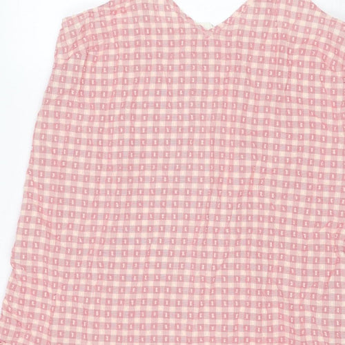 Marks and Spencer Women Pink Check Tie Strap Ruffle Shift Dress UK 8
