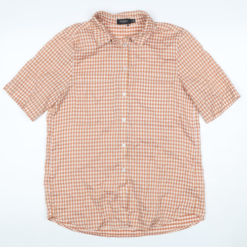 Soaked in Luxury Unisex Orange Check Shirt M Short Sleeve Button-Up