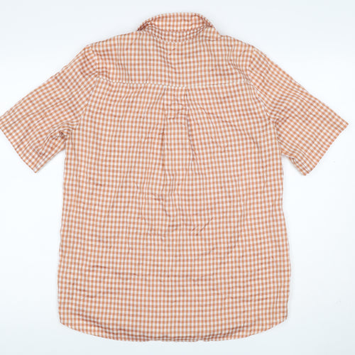 Soaked in Luxury Unisex Orange Check Shirt M Short Sleeve Button-Up