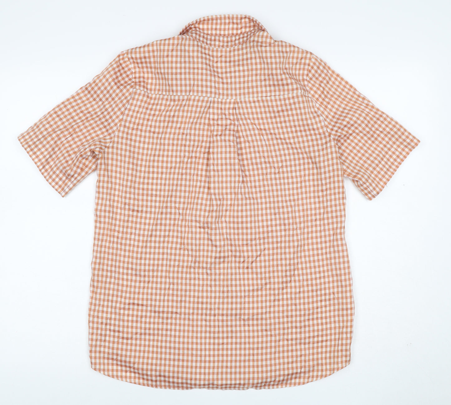 Soaked in Luxury Unisex Orange Check Shirt M Short Sleeve Button-Up