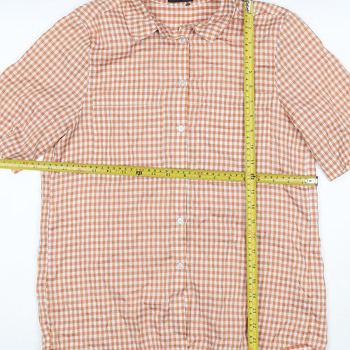 Soaked in Luxury Unisex Orange Check Shirt M Short Sleeve Button-Up