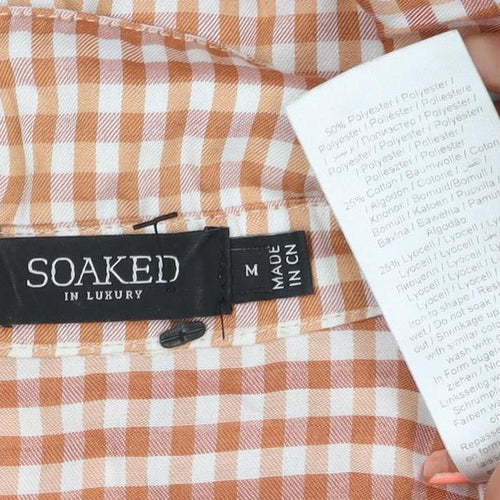 Soaked in Luxury Unisex Orange Check Shirt M Short Sleeve Button-Up