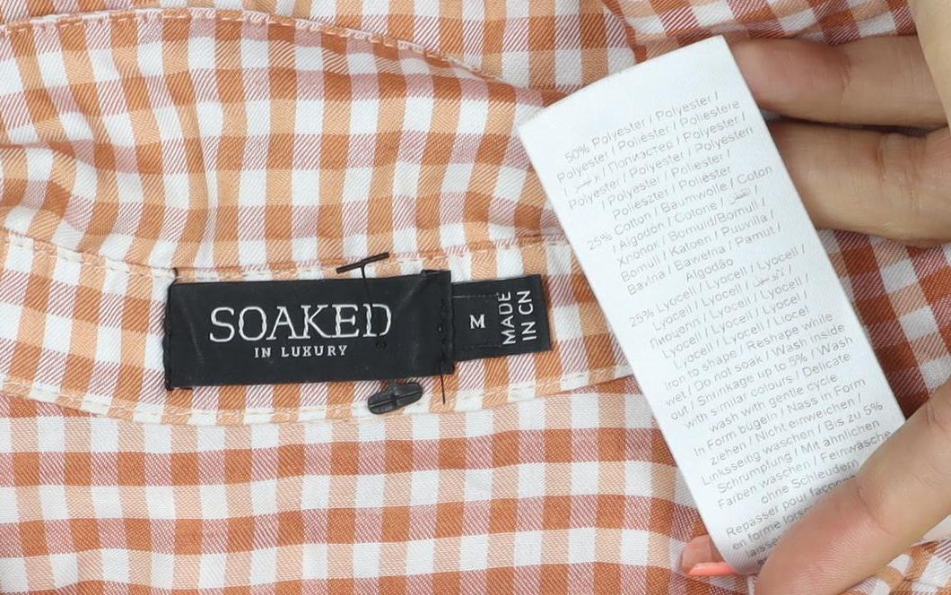 Soaked in Luxury Unisex Orange Check Shirt M Short Sleeve Button-Up