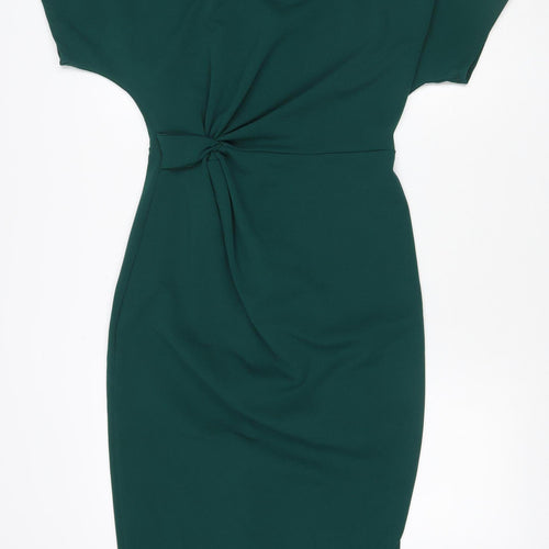 Lipsy London Women’s Green UK 10 Bodycon Knee Length Ruched Dress