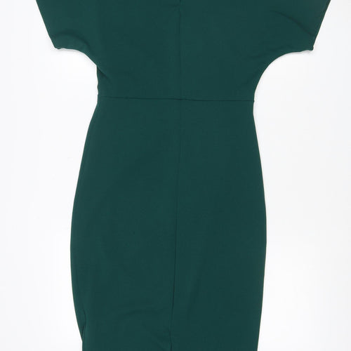 Lipsy London Women’s Green UK 10 Bodycon Knee Length Ruched Dress