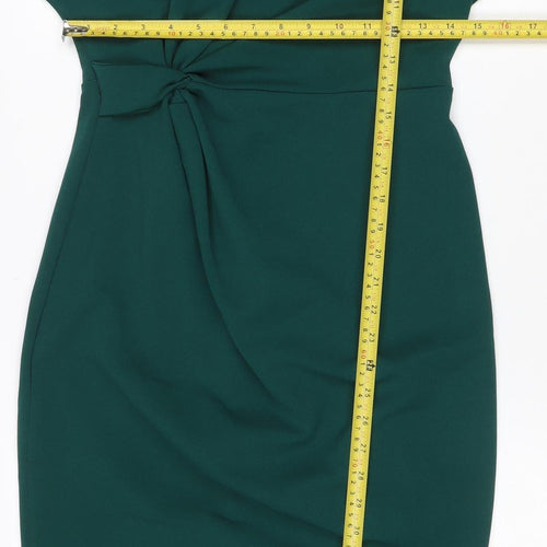 Lipsy London Women’s Green UK 10 Bodycon Knee Length Ruched Dress