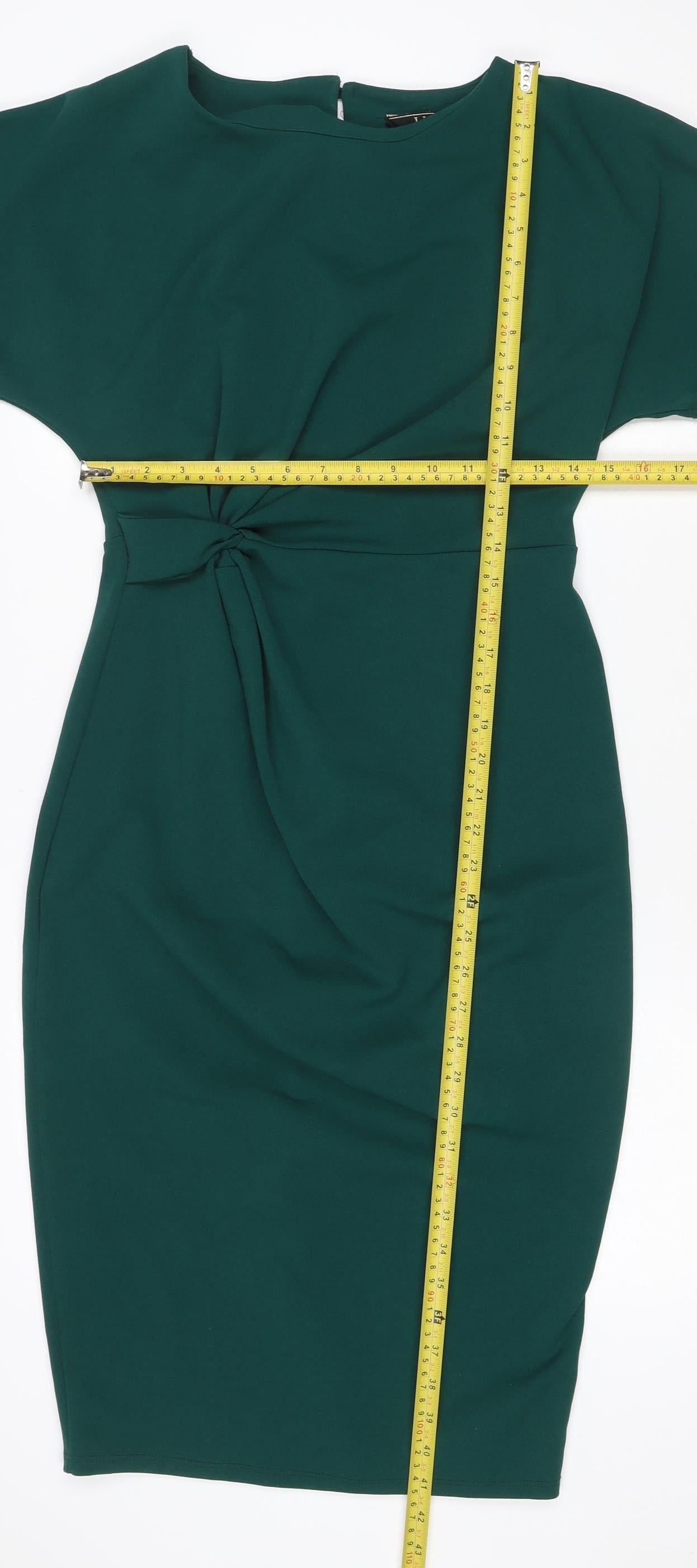 Lipsy London Women’s Green UK 10 Bodycon Knee Length Ruched Dress