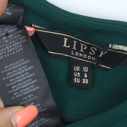 Lipsy London Women’s Green UK 10 Bodycon Knee Length Ruched Dress
