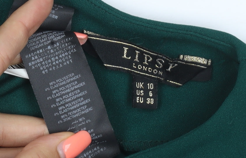 Lipsy London Women’s Green UK 10 Bodycon Knee Length Ruched Dress