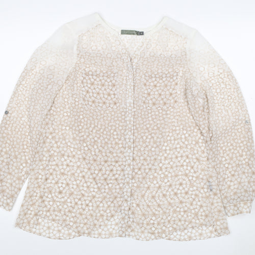 Mint Velvet Women Beige Animal Print V-Neck Blouse UK 10