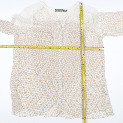 Mint Velvet Women Beige Animal Print V-Neck Blouse UK 10