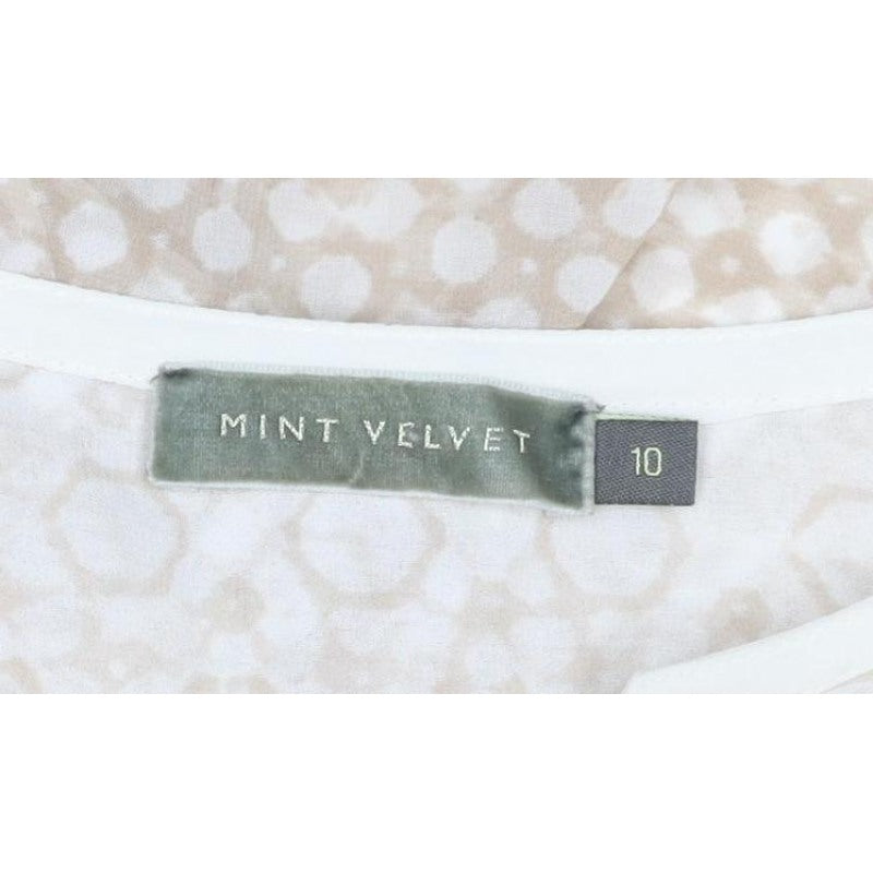 Mint Velvet Women Beige Animal Print V-Neck Blouse UK 10