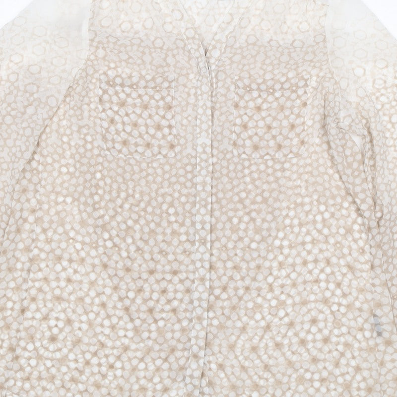 Mint Velvet Women Beige Animal Print V-Neck Blouse UK 10