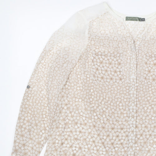 Mint Velvet Women Beige Animal Print V-Neck Blouse UK 10