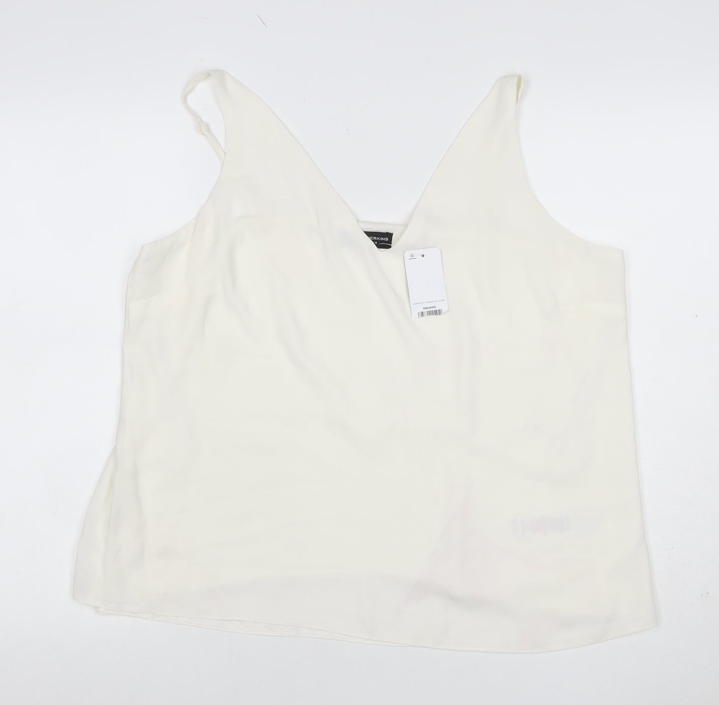 Dorothy Perkins Women Ivory Size 18 Camisole V-Neck Adjustable Strap Top