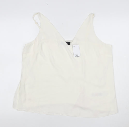 Dorothy Perkins Women Ivory Size 18 Camisole V-Neck Adjustable Strap Top