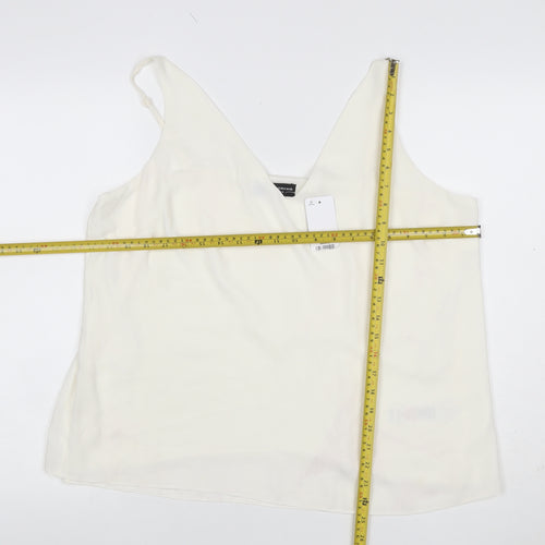 Dorothy Perkins Women Ivory Size 18 Camisole V-Neck Adjustable Strap Top