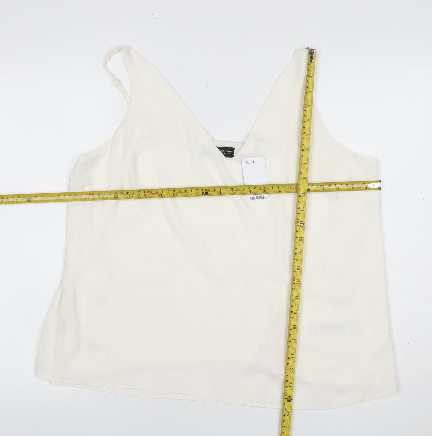 Dorothy Perkins Women Ivory Size 18 Camisole V-Neck Adjustable Strap Top
