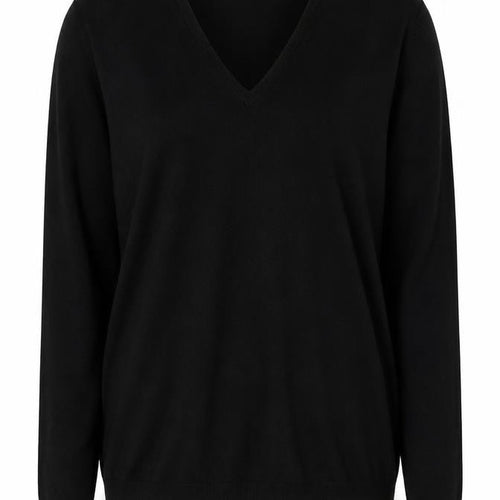 Burberry London Women’s Black Merino Wool V-Neck Knit Jumper Size L