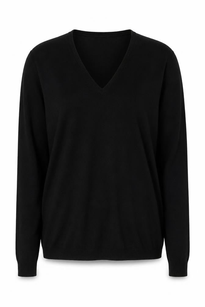 Burberry London Women’s Black Merino Wool V-Neck Knit Jumper Size L