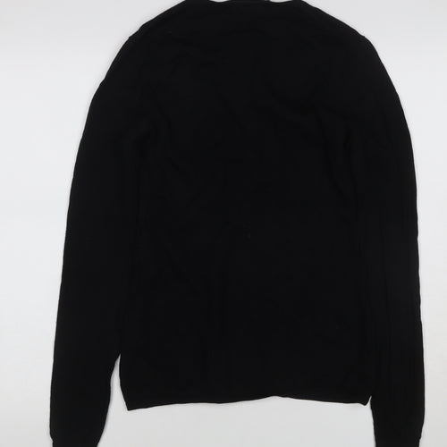 Burberry London Women’s Black Merino Wool V-Neck Knit Jumper Size L