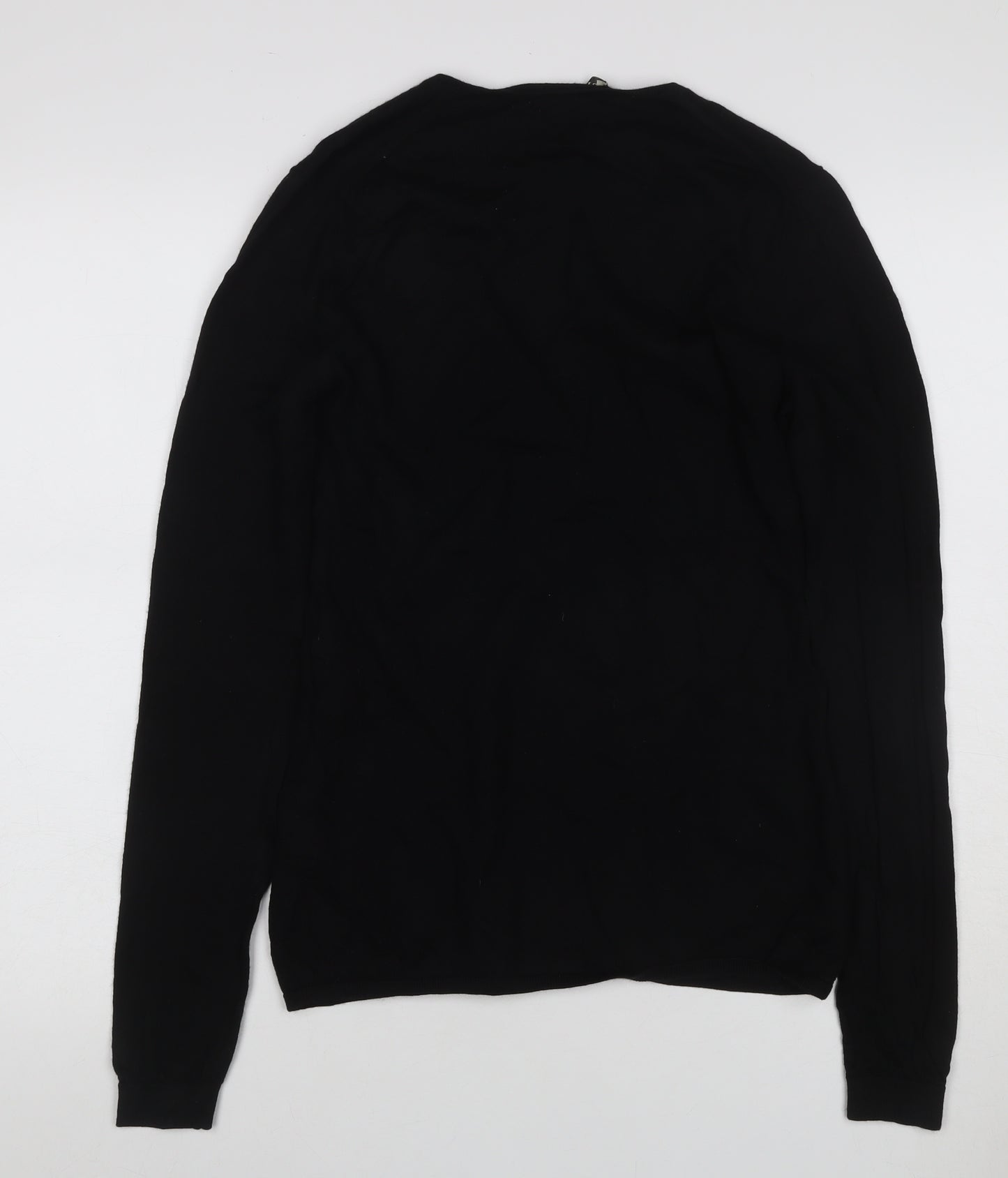 Burberry London Women’s Black Merino Wool V-Neck Knit Jumper Size L