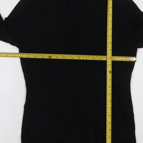 Burberry London Women’s Black Merino Wool V-Neck Knit Jumper Size L