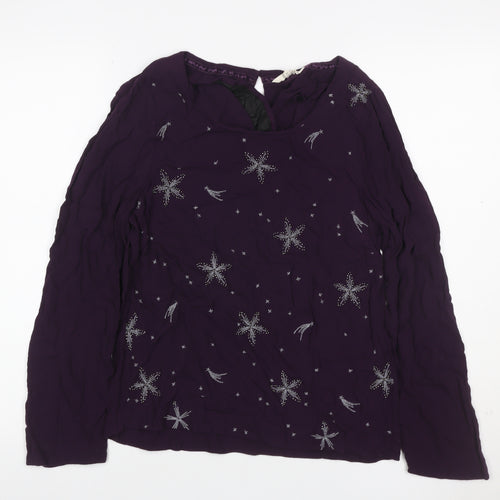 White Stuff Women’s Purple Embroidered Beaded Star Blouse UK 10