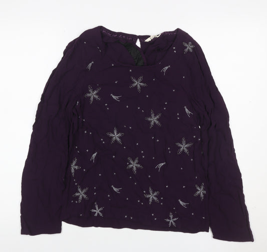 White Stuff Women’s Purple Embroidered Beaded Star Blouse UK 10