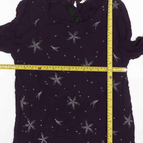 White Stuff Women’s Purple Embroidered Beaded Star Blouse UK 10