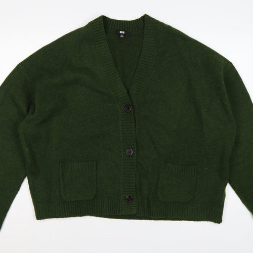 Uniqlo Women’s Green XL Wool Blend V-Neck Button Cardigan