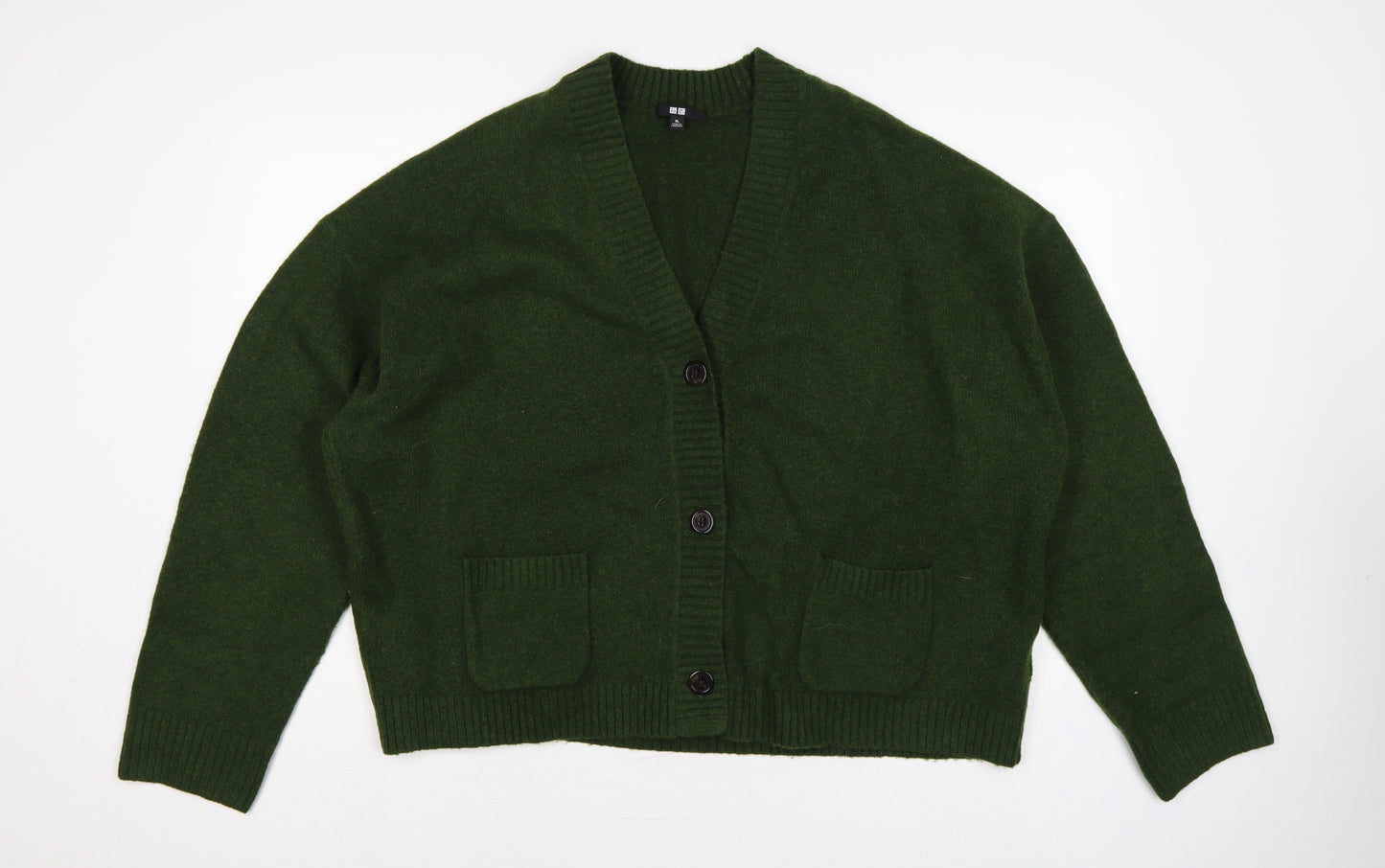 Uniqlo Women’s Green XL Wool Blend V-Neck Button Cardigan