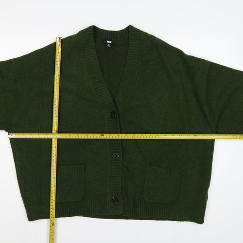 Uniqlo Women’s Green XL Wool Blend V-Neck Button Cardigan