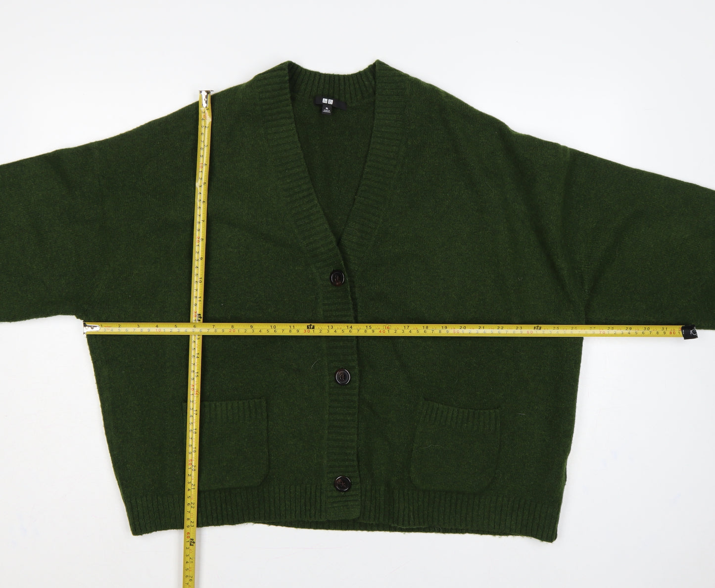 Uniqlo Women’s Green XL Wool Blend V-Neck Button Cardigan