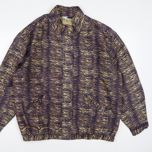 Studio JPR Women’s Brown Silk Animal Print Button Jacket Size L