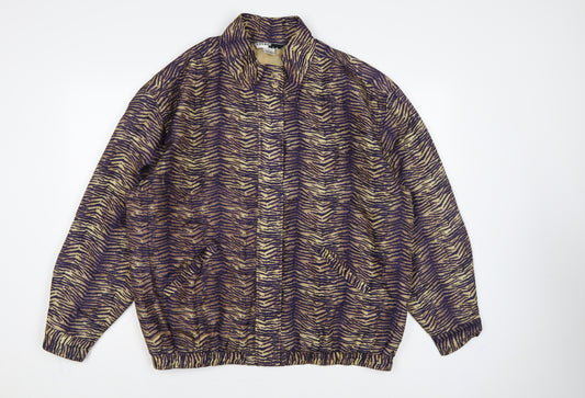 Studio JPR Women’s Brown Silk Animal Print Button Jacket Size L